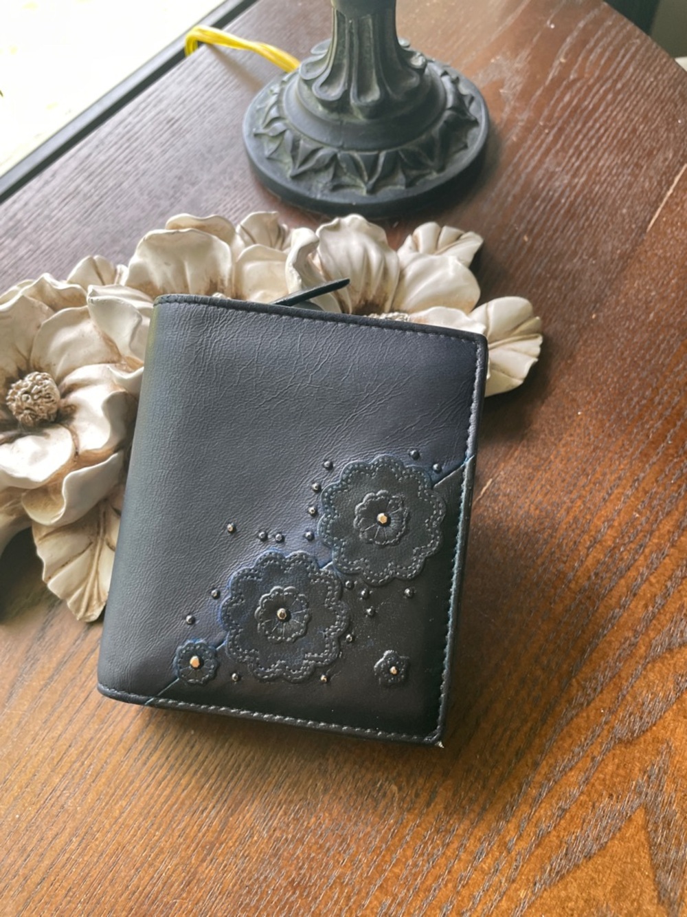 Bottega Veneta Compact Floral Leather Wallet